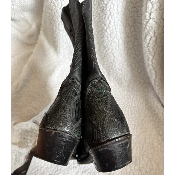 Men’s black lizard skin western boots patchwork exotic Code West 8.5 main image 7
